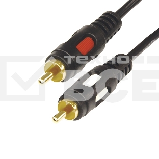 Шнур 2 RCA - 2 RCA, длина 10 метров, черный (GOLD) Rexant