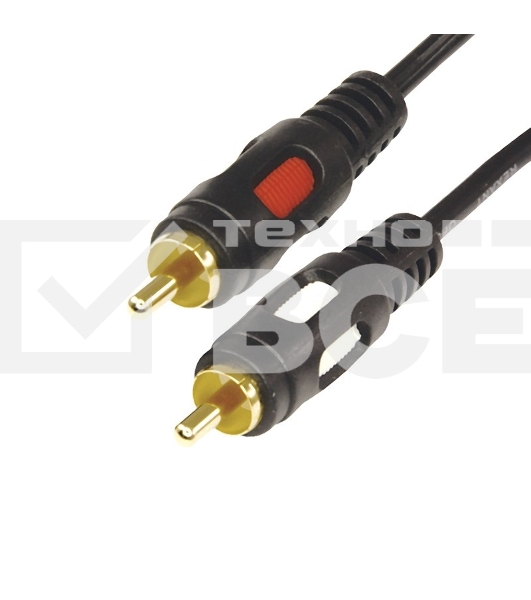 Шнур 2 RCA - 2 RCA, длина 10 метров, черный (GOLD) Rexant