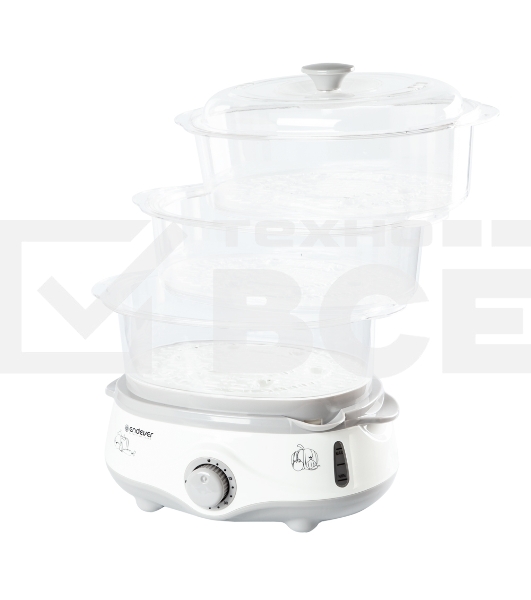 Пароварка электрическая Endever Vita-170, белый/серый, мощность 1000 Вт, объем 11 л