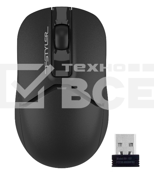 Мышь беспроводная A4Tech Fstyler FG12 черный, 1200 dpi, радиоканал, USB, кнопки - 3