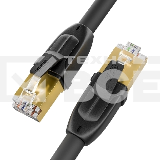 Патч-корд GCR PROF кат.7 ethernet 1.0m F/FTP, RJ45, CU, 28 AWG, литой, прямой, черный, экранированные коннекторы, GCR-52559