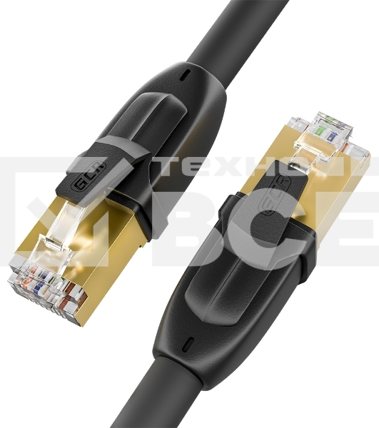 Патч-корд GCR PROF кат.7 ethernet 1.0m F/FTP, RJ45, CU, 28 AWG, литой, прямой, черный, экранированные коннекторы, GCR-52559