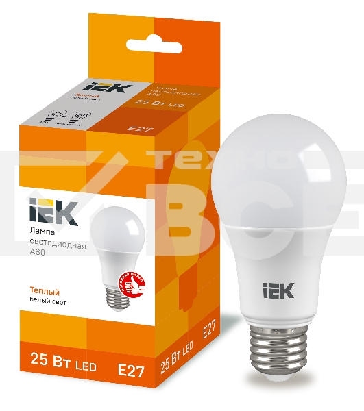 Лампа LED A80 шар 25Вт 230В 3000К E27 Iek LLE-A80-25-230-30-E27