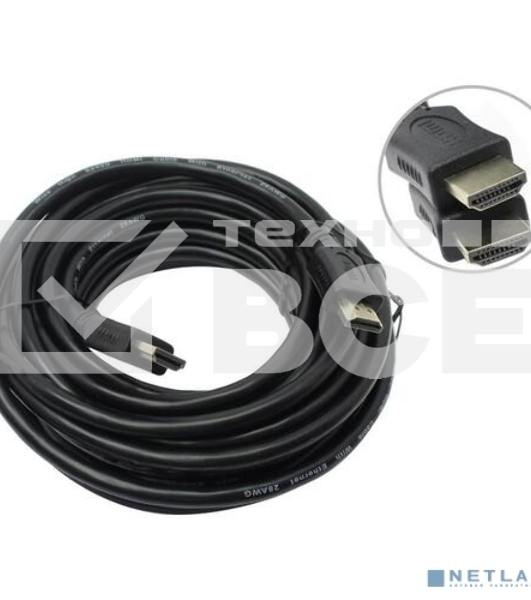 Кабель HDMI C-HM-HM-7.5M Wize, 7.5 м, v.2.0, 19M/19M, позол.разъемы, экран, черный, пакет