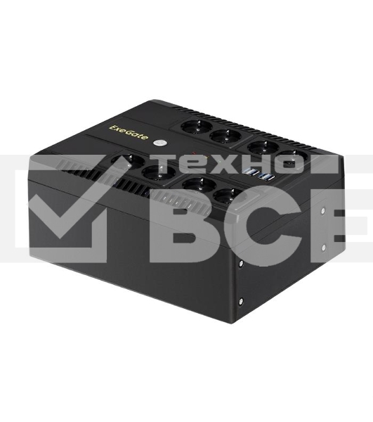 ИБП ExeGate NEO NNB-600.LED.AVR.8SH.CH <600VA/360W, LED, AVR, 8*Schuko, 4*USB-порта для зарядки, Black>