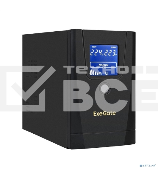 Источник бесперебойного питания ExeGate Power Smart ULB-650.LCD.AVR.1SH.2C13 <650VA/360W, LCD, AVR,1*Schuko+2*C13, металлический корпус, Black>