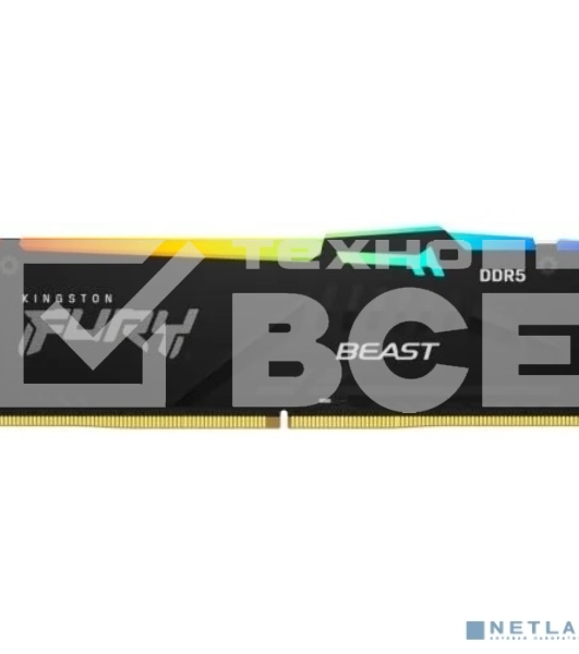 Оперативная память Kingston Fury Beast, DDR5, 8GB (1x8GB), 5600MHz, CL40, с радиатором, RGB, черный