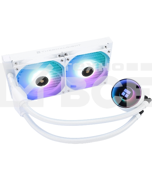 Водяное охлаждение для процессора Thermalright Frozen Notte 240 White ARGB V2 белый (240mm, ARGB/ Fans: 2x120mm, 72.37CFM, 27.7dBA, 2000RPM/ Pump height 54mm, 28dBA, 5300RPM, Rad thickness 27mm/ S: 1200, 1700, 1851, 2011, 2066, 115X, AM2, AM2+, AM3, AM3+,