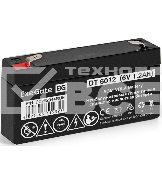 Батарея ExeGate DT 6012 (6V 1.2Ah), клеммы F1