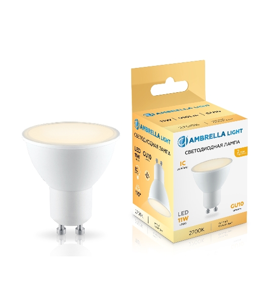 Лампа светодиодная	Ambrella light 181103 LED MR16 11W IC GU10 2700K 175-265V