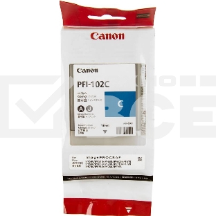 Картридж струйный Canon PFI-102C (0896B001) голубой (130 мл.) для Canon imagePROGRAF iPF605, iPF610., iPF650, iPF655, iPF710, iPF750, iPF755, LP17, iPF510