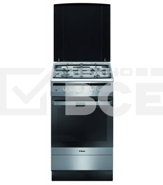 Плита газовая Hansa FCGX62020 серебристый, конфорок 4 шт, духовка 56 л, 60 см x 85 см x 60 см