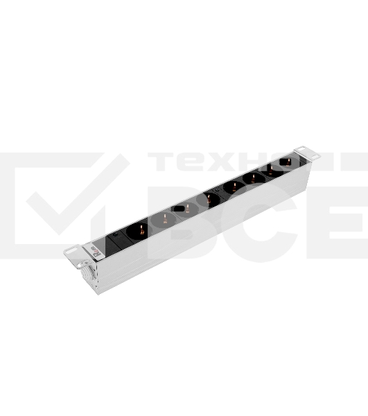 Блок розеток Rem-32 с инд., 8 Schuko, 32A, алюм., 19