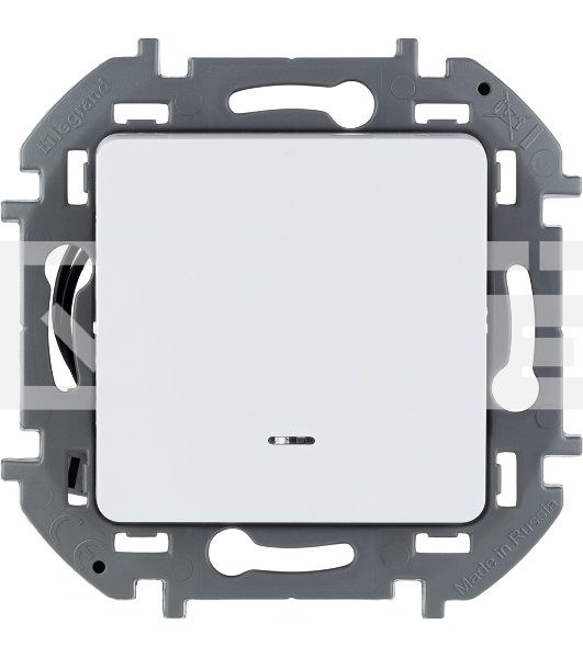 Переключатель 1-клавишный с подсветкой/индикацией 10AX 250В белый