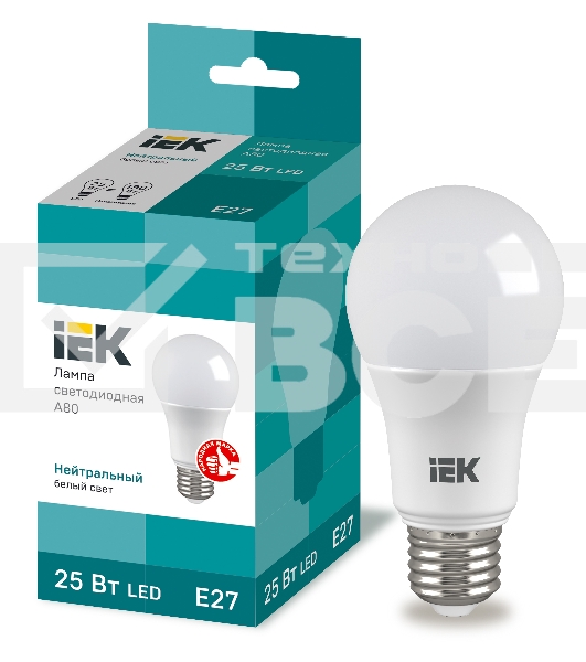 Лампа LED A80 шар 25Вт 230В 4000К E27 Iek LLE-A80-25-230-40-E27