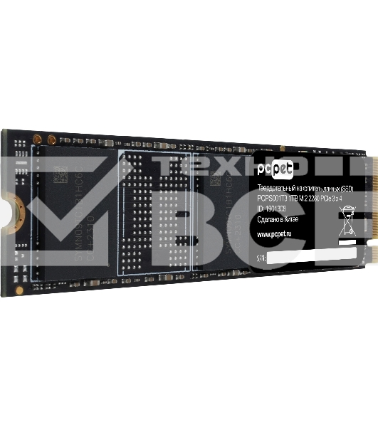Накопитель SSD PC PET PCPS001T3, 1TB, PCIe 3.0 x4, M.2 2280, NVMe, R/W 2000/1600