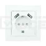Розетка 1-местная СП с/з 16А белая с защ. штор. с 2 USB 2,1А EKF Минск, фото2