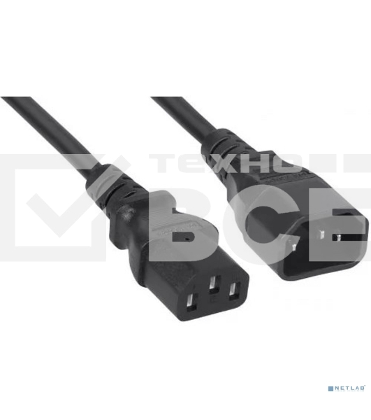 Кабель питания Filum ПВС-АП 3x1.0 С13 - C14, 220/250В, 10А, чёрный, 1м