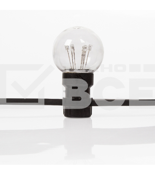 Гирлянда Neon-night LED Galaxy Bulb String 10м, черный каучук, 30 лампx6 LED теплый белый, влагостойкая IP65