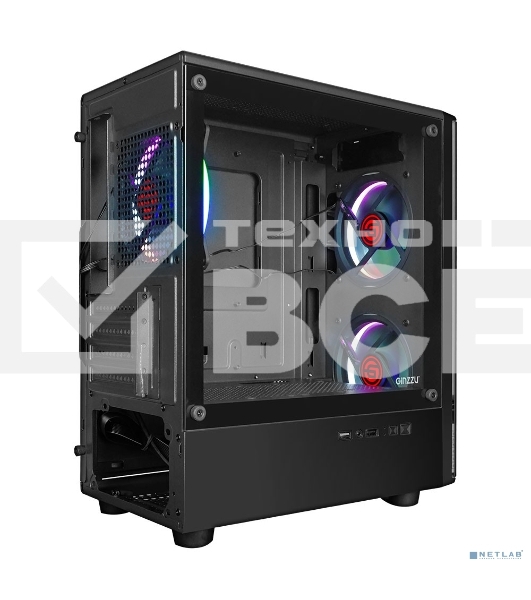 Компьютерный корпус Ginzzu CL406 mATX FAN 3*12 FRGb (12RR4)