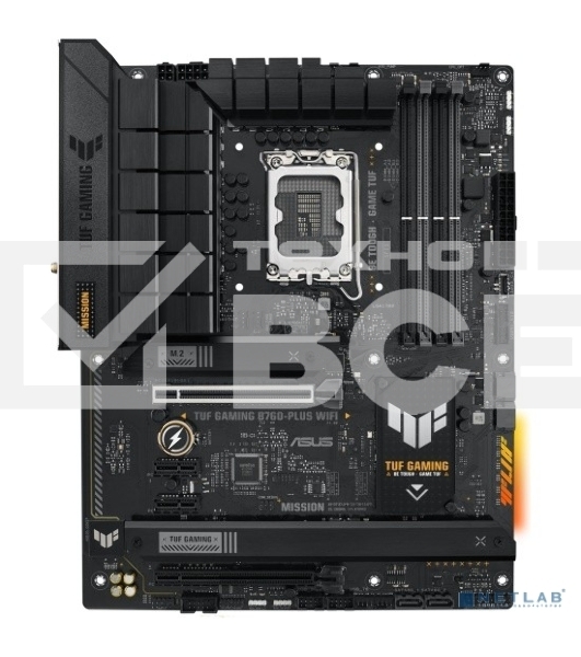 Материнская плата ASUS TUF GAMING B760-PLUS WIFI, LGA 1700, Intel B760, 4xDDR5, 4xSATA, 3xM.2, 1xPCI-E 5.0 x16, 1xPCI-E 3.0 x4, 1xUSB-A 3.2 Gen 2, 3xUSB-A 3.2 Gen 1, 1xUSB-C 3.2 Gen 2x2, 1x2.5Gb LAN, 5x3.5 мм, 7.1, Wi-Fi 6, Bluetooth 5.2, Standard-ATX