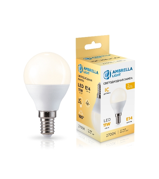 Лампа светодиодная	451113 LED P45 11W IC E14 2700K 175-265V