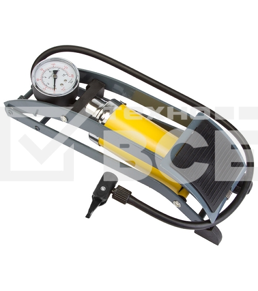 Насос FP-0902A ножной стационарный с манометром, цилиндр 55х120мм, шланг с автовентилем, стальной