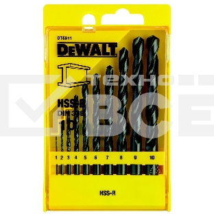 Набор сверл DeWalt DT5911-QZ по металлу HSS-R (10шт.) в пластиковой кассете