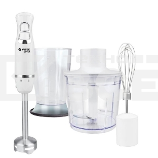 Блендер Vitek VT-3419 W Мощность 800Вт. Количество скоростей 2. Турборежим. Управление механическое. Материал корпуса пластик. Материал погружной части сталь. Емкость измельчителя 500мл. Емкость мерного стакана 700мл. Венчик для взбивания.