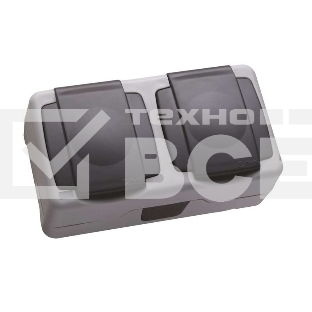 Розетка 2-м ОП 16А IP55 сер. Makel 36064206