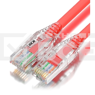 Патч-корд GCR сборный 3.0m LSZH UTP кат.5e, красный, коннектор прозрачный+ABS колпачок, 24 AWG, ethernet high speed 1 Гбит/с, RJ45, T568B, GCR-52673