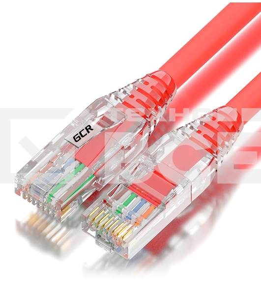 Патч-корд GCR сборный 3.0m LSZH UTP кат.5e, красный, коннектор прозрачный+ABS колпачок, 24 AWG, ethernet high speed 1 Гбит/с, RJ45, T568B, GCR-52673
