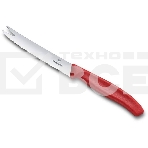Нож кухонный Victorinox Swiss Classic (6.7861) стальной для сыра лезв.110мм серрейт. заточка красный блистер, фото 1