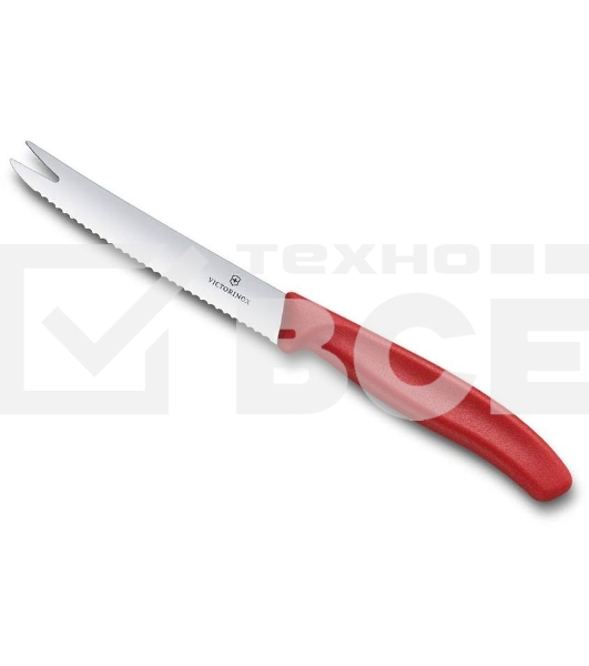 Нож кухонный Victorinox Swiss Classic (6.7861) стальной для сыра лезв.110мм серрейт. заточка красный блистер