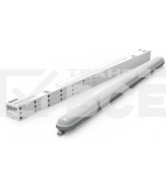 Влагозащитный светодиодный светильник Gauss ССП-176 Elementary IP65 1200*76*66 36W 2880lm 6500K матовый 1/12