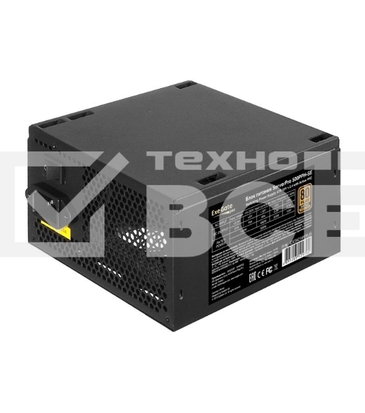 Серверный блок питания  500W ExeGate ServerPRO 80 PLUS Bronze, 500PPH-SE (ATX, for 3U+ cases, APFC, КПД 89% (80 PLUS Bronze), 12cm fan, 24p, (4+4)p, PCIe, 5SATA, 3IDE, black)