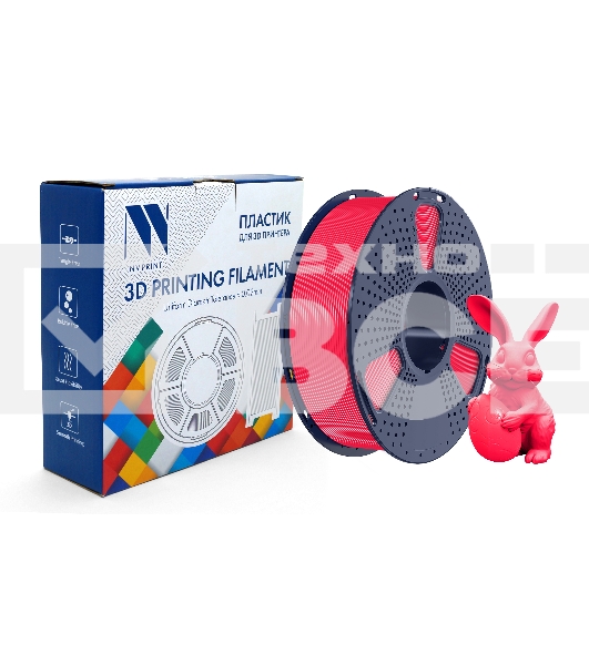Филамент NVPRINT PETG Glow Red для 3D печати диаметр 1.75мм  длина 330 метров  масса 1 кг
