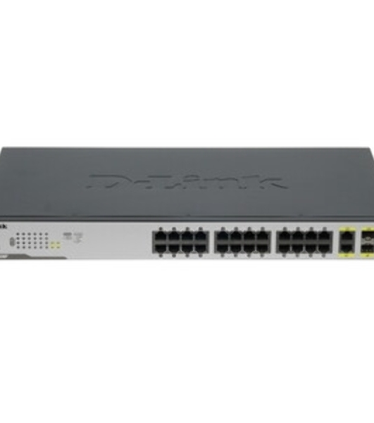 Коммутатор D-Link DGS-1026MP/A1A, 24×1 Гбит/с + 2×1 Гбит/с Combo, неуправляемый