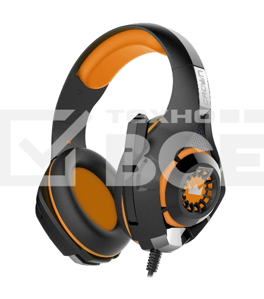 Наушники CROWN CMGH-102T Black&orange (Подключение USB, встроенная аудио карта, Частотныи диапазон: 20Гц-20,000 Гц,Кабель 2.1м,Размер D 250мм)