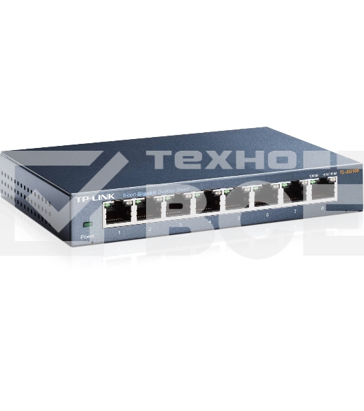 Коммутатор TP-Link SMB TL-SG108 8-port Desktop Gigabit Switch, 8 10/100/1000M RJ45 ports,metal case