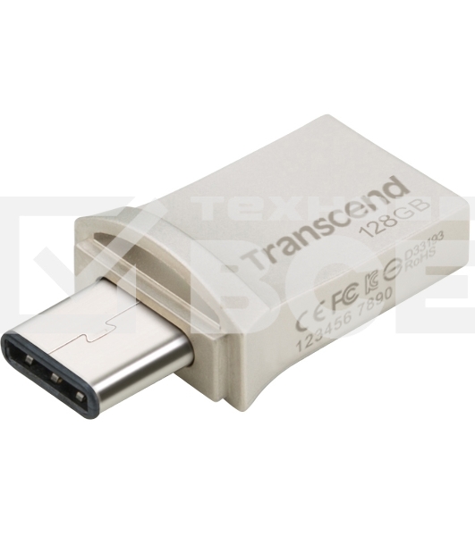 Флешка USB Transcend JetFlash 890S (TS128GJF890S), 128Gb, USB 3.1/Type-C, R/W 70/25, темно-серый