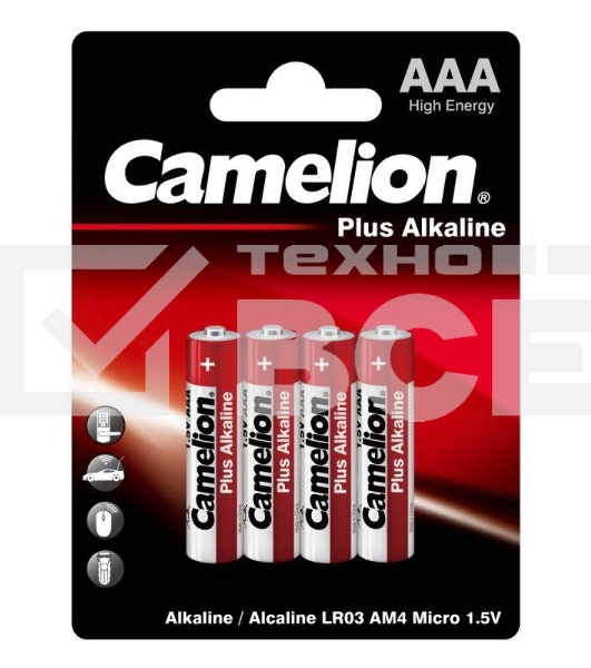 Элемент питания алкалиновый Camelion LR LR03 BL-4 (блист.4шт) 7369 1.5 В