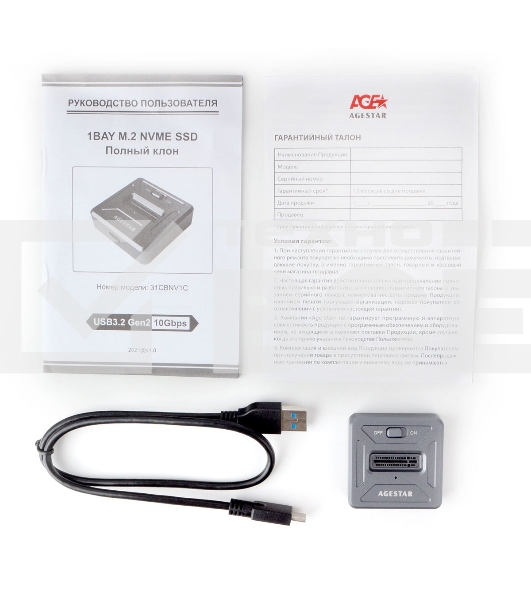 Док Станция SSD M.2 NVME AgeStar 31CBNV1C (GRAY) серый