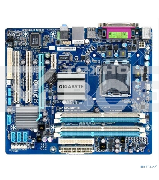 Материнская плата Gigabyte GA-G41M-COMBO-GQ (rev.3), LGA 775, Intel G41, 4xDDR2/DDR3, 4xSATA, 1xPCIe 1.1 x16, 1xPCIe 1.1 x1, 1xVGA, 1x 1Gb LAN, 4xUSB 2.0, 3x3.5 мм, 5.1, Micro ATX