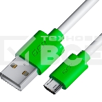 Кабель Greenconnect GCR-53229 3.0m MicroUSB, белый,  зеленые коннекторы, быстрая зарядка, 28/24 AWG, фото2
