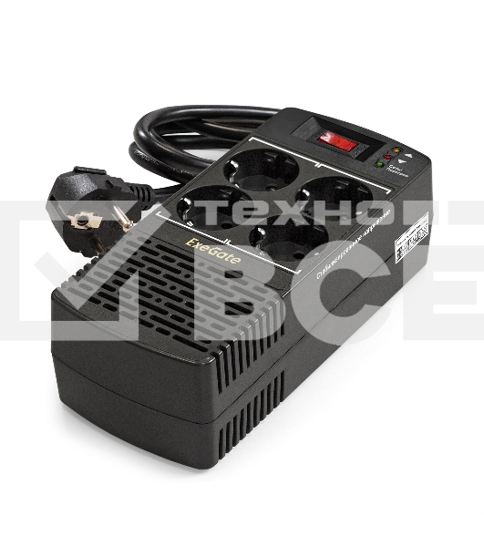 Стабилизатор ExeGate Power AD5000-1000 (1000VA/500W, диапазон 150...280В, 4 евророзетки)