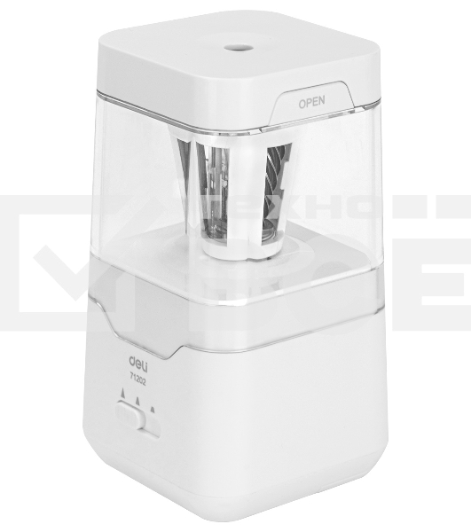 Точилка для карандашей электрическая Deli E71202, 1 отверстие, пластик, белый (батарея)