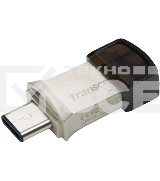 Флешка USB Transcend JetFlash 890S (TS128GJF890S), 128Gb, USB 3.1/Type-C, R/W 70/25, темно-серый