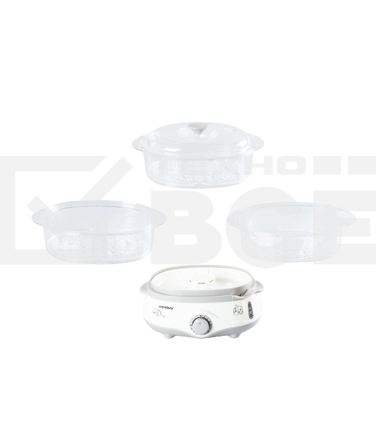 Пароварка электрическая Endever Vita-170, белый/серый, мощность 1000 Вт, объем 11 л