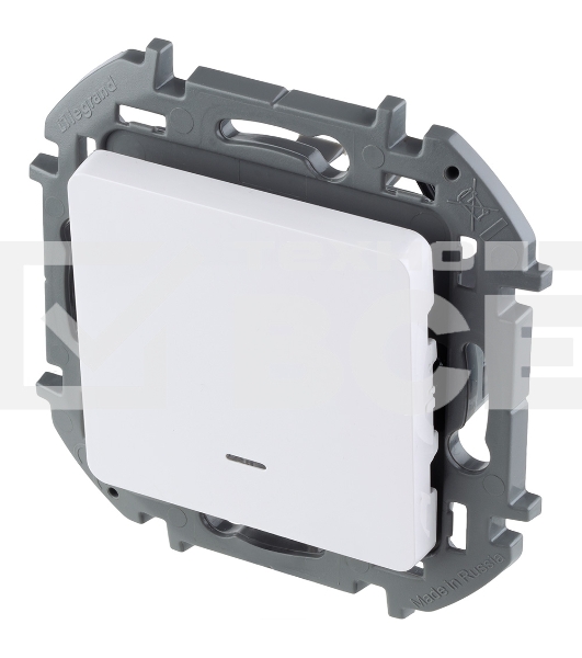 Переключатель 1-клавишный с подсветкой/индикацией 10AX 250В белый